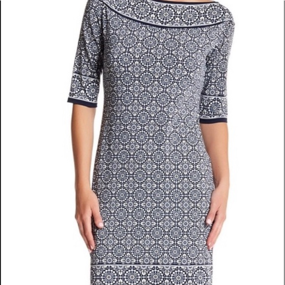 ‼️NWOT Max studio blue and white Patterned sheath dress‼️ - Picture 1 of 11